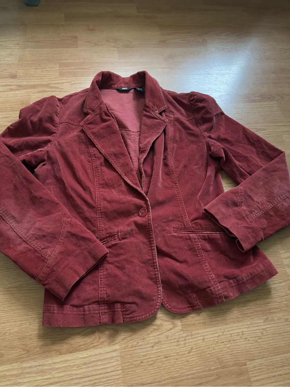 Vintage Y2K Mossimo Corduroy Blazer Size Large Rust Red Puffed Shoulder